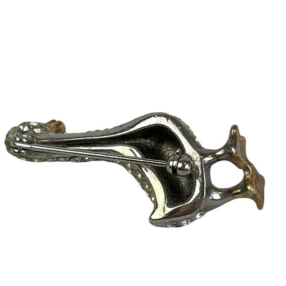 Vintage Rhinestone Duck Brooch Gold and Silver Tone Beak Feet - Picture 4 of 8